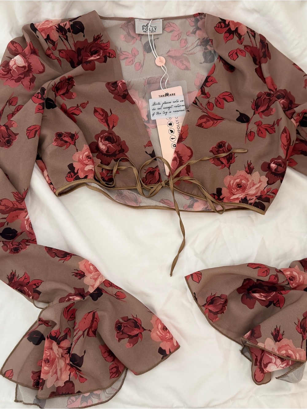 Oh Polly Floral Tie-Front Top with Ruffle Frill Skirt - Picture 1 of 5